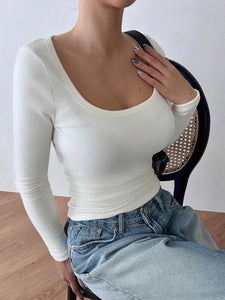 Square Neck Long Sleeve Shirt