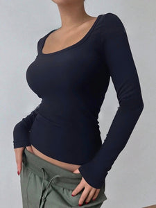 Square Neck Long Sleeve Shirt